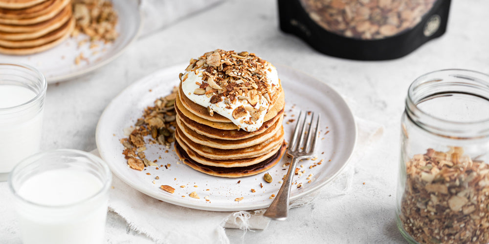 Keto Gingerbread Pancakes Topped with Keto Gingernut Breakfast